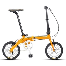 DJYD Bike Mini Folding Bike, Adults 14" Single Speed Foldable Bicycle, Junior School Students Light Weight Folding Bike, Lightweight Portable, Yellow FDWFN (Color : Yellow)