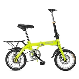 Folding Bike Mini Folding Bike City Bike for Adult, Lightweight Commute Bicycle with Dual Disc Brakes and Rear Rack for Men Women, Male Female Student Bike Boy’s Bike (Color : Green, Size : 20 inch)