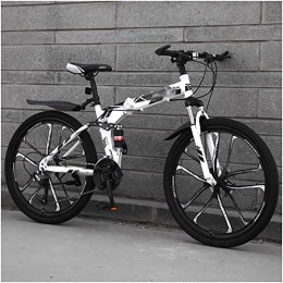 TYUI Bike Mini Folding Bike Folding Outdoor Bikes Foldable Mountain Bike Folded 26inch Full Suspension MTB Folding Bike 24-Speed-White