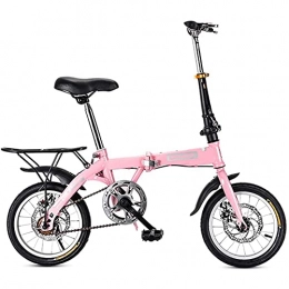 FYHCY Folding Bike Mini Folding Bike Road Bike Adult Man Woman Student Bike City Bike Lightweight Bike (Size: 14 Inches / 16 Inches / 20 Inches) Pink, 16 inches