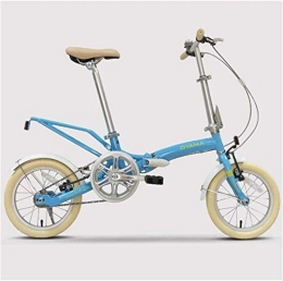 Aoyo Folding Bike Mini Folding Bikes, 14 Inch Adults Women Single Speed Foldable Bicycle, Lightweight Portable Super Compact Urban Commuter Bicycle, (Color : Blue)