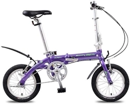 Aoyo Folding Bike Mini Folding Bikes, Lightweight Portable 14" Aluminum Alloy Urban Commuter Bicycle, Super Compact Single Speed Foldable Bicycle, (Color : Purple)