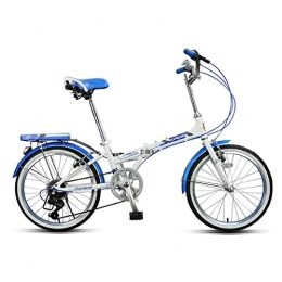 Minkui Folding Bike Minkui Male and female portable students commuter car city bicycle 7 speed 20 inch folding bicycle aluminum frame 85 * 33 * 67cm-blue
