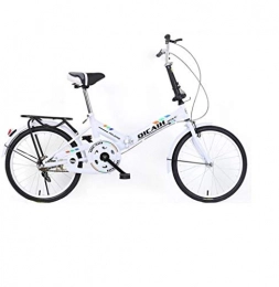 Minkui Folding Bike Minkui Ultra-light portable shock-absorbing leisure travel bicycle 20-inch folding men and women bicycle Classic commuter Adjustable handlebars and seats Aluminum alloy frame-Standard Edition - White