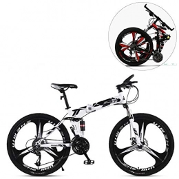 MIRC Folding Bike MIRC 24 inch / 26 inch folding mountain bike bicycle 21 speed adult variable speed bicycle male and female students bicycle, White, S