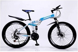 MJY Folding Bike MJY 24 Inches Boy Mountain Bike, 30 Speed Spoke Wheel Folding Carbon Steel Bicycles, Double Shock Variable Speed Bicycle, Unisex 6-24), 24in (30 Speed)