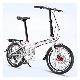 MJY Bike MJY Adults Folding Bike, 20 inch 7 Speed Foldable Bicycle, Super Compact Urban Commuter Bicycle, Foldable Bicycle with Anti-Skid and Wear-Resistant Tire, White