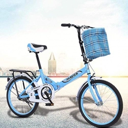 MJY Bike MJY Bicycle Folding Bicycle, 20" Folding Foldable Bike Wheel Alloy Lightweight Commuter City Caravan Bicycle 6-24, Blue