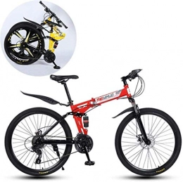 MJY Bike MJY Bicycle Mountain Bikes, Folding High Carbon Steel Frame 26 inch Variable Speed Double Shock Absorption Foldable Bicycle 7-2, 24 Speed