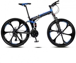 MJY Folding Bike MJY Bicycle Mountain Folding Bike Men and Women, 21-Speed Variable-Speed, Double Shock-Absorbing 6-Knife Wheels Studentracing, Road, 8-Second Fold 7-2, 24 Inches