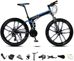 MJY Bike MJY Bikes 24-26 inch MTB Bicycle, Unisex Folding Commuter Bike, 30-Speed Gears Foldable Bicycle Bike, Double Disc Brake / Blue / C Wheel / 26'' 7-14