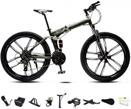 MJY Bike MJY Bikes 24-26 inch MTB Bicycle, Unisex Folding Commuter Bike, 30-Speed Gears Foldable Bicycle Bike, Double Disc Brake / Green / C Wheel / 26'' 6-24