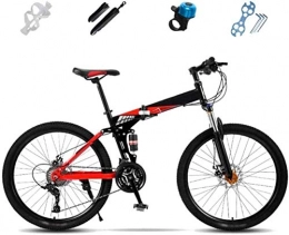 MJY Bike MJY Bikes Folding Bicycle Bike, 27-Speed Full Suspension Bicycle, Off-Road MTB Bike, Unisex Foldable Commuter Bike, Double Disc Brake 7-10, 26