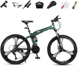MJY Bike MJY Bikes Off-Road Bicycle Bike, 26-Inch Folding Shock-Absorbing Bicycle, Foldable Commuter Bike - 27 Speed Gears with Double Disc Brake 6-20, Green