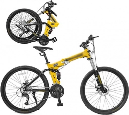 MJY Folding Bike MJY Bikes Off-Road Bicycle Bike, 26-Inch Folding Shock-Absorbing Bicycle with Double Disc Brake, Foldable Commuter Bike - 27 Speed Gears 5-27, Yellow