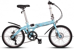 MJY Folding Bike MJY Folding Bicycle, 20 inch Shock Absorption 6 Speed Folding Bike Portable Adult Teen City Bicycle 6-6, Blue