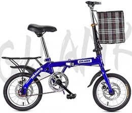 MJY Bike MJY Folding Bikes, 20" Lightweight Folding City Bicycle Bike Double Disc Brake with Front Basket and Rear Tailstock 7-2, 16Inch