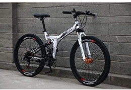 MJY Bike MJY Folding Mountain Bike Bicycle for Men Women, High Carbon Steel Frame, Full Suspension MTB Bikes, Dual Disc Brake 6-6, B, 26 inch 24 Speed