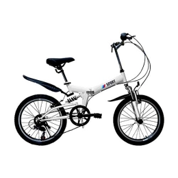 MKIU Folding Bike MKIU Foldable Mountain Bike, 20-Inch Non-Slip Rubber Tires Special Shock-Absorbing Frame, Hollow And Comfortable Soft Seat, Multiple Colors, White