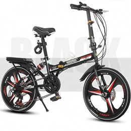 MLL Folding Bicycle, 20 inch Men's and Women's Ultra-Light Folding Bike, Shock-Absorbing Travel Bicycle,Black,20 Inches