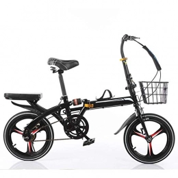 Mnjin Bike Mnjin Outdoor sports Folding Bike 16 Inch Women's Variable Speed Shock Absorber Adult Super Light Children's Student Bicycle with Basket And High Carbon Steel Frame