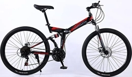 DPCXZ Bike Mobile Portable Folding Bike 21 Speed 24 Inches Dual Suspension Spoke Wheel Mountain Bike Hardtail Mountain Bikes for Mens / Womens Black, 24 inches