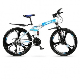 MoMi Folding Bike MoMi Folding mountain bike bicycle 21 / 24 / 27 / 30 speed 24 / 26 inch integrated wheel double shock absorber racing off-road speed change male and female students fast cycling, White, 24in / 30speed