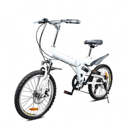 Domrx Folding Bike Mountain Bicycle 20 Inch High Carbon Steel Frame Folding Bike / Bilateral Folding Pedal Variable Speed Bicycle-White