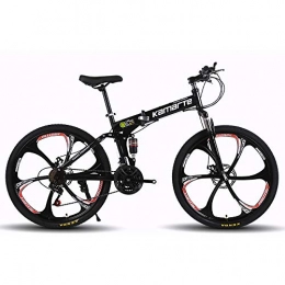 Augu Folding Bike Mountain Bicycle, Folding Bike 27 Speed 26 Inches Oil brake Dual Suspension disc brakes Aluminum frame Unisex Adult