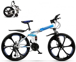 klt Bike Mountain Bicycle Folding Bike for Adults Student 24 Speed 26-Inches Wheels Dual Disc Brake Folding Bike Bicycle Fold up Travel Outdoor Bike Double Damping Racing Bicycle Urban Bike MTB-Blue