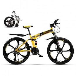 KuaiKeSport Bike Mountain Bicycle, Folding Bike for Adults Student, 24 Speed 26-Inches Wheels Dual Disc Brake Folding Bike Bicycle, Fold up Travel Outdoor Bike, Double Damping Racing Bicycle Urban Bike MTB, Yellow