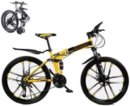 klt Bike Mountain Bicycle Folding MTB for Adults Student 24 Speed 26-Inches Wheels Dual Disc Brake Folding Road Bike Fold up Travel Outdoor Bike Dual Suspension Racing Bicycle Outroad Bicycles-Yellow