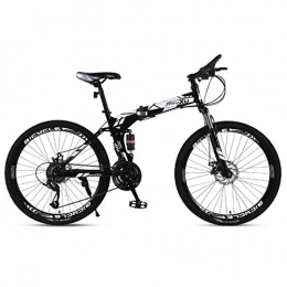 WZB Bike Mountain Bike 21 / 24 / 27 Speed Steel Frame 27.5 Inches 3-Spoke Wheels Dual Suspension Folding Bike, White, 24speed