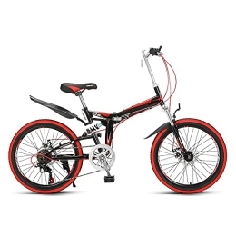 DODOBD Folding Bike Mountain Bike 22 Inch Folding Bikes with High Carbon Steel Frame Bicycle with 8 Speed Dual Disc Brakes Full Suspension Non-Slip, Mountain Bike Folding Bikes with Disc Brake