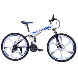 Hxx Bike Mountain Bike, 26" Full Suspension Double Disc Brake Bicycle 24 Speed High Carbon Steel Frame Double Shock Absorption Male And Female Students Off Road Bicycle, White