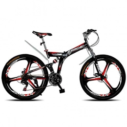 Domrx Bike Mountain Bike 26 Inch 21 / 24 / 27 / 30 Speed 3 Knife Folding Double Disc Brake Bicycle 2019 New Suitable for Adults-Black red_21 Speed