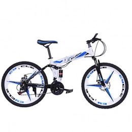 WZB Folding Bike Mountain Bike, 26 Inch Folding bike with Sturdy Steel 6 Spokes Integrated Wheel, Premium Full Suspension and Shimano 24 Speed Gear, 10, 26