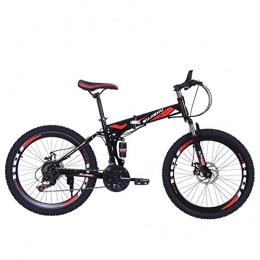 WZB Folding Bike Mountain Bike, 26 Inch Folding bike with Sturdy Steel 6 Spokes Integrated Wheel, Premium Full Suspension and Shimano 24 Speed Gear, 11, 26