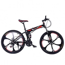 WZB Folding Bike Mountain Bike, 26 Inch Folding bike with Sturdy Steel 6 Spokes Integrated Wheel, Premium Full Suspension and Shimano 24 Speed Gear, 7, 26