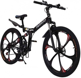 fivemm Bike Mountain Bike 26 Inch Folding Bikes with High Carbon Steel Frame Bicycle with 21 Speed Dual Disc Brakes Full Suspension Non-Slip