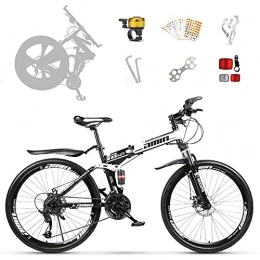 Mountain Bike Bicycle 24/26 Inch Adult with 21 Speed Dual Disc Brakes Full Suspension Non-Slip Men Women Outdoor Folding Cycling-White|| 26