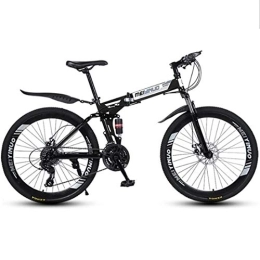 LADDER Folding Bike Mountain Bike, Carbon Steel Frame, Foldable Hardtail Bicycles, Dual Disc Brake and Double Suspension, 26" Wheel (Color : Black, Size : 21 Speed)