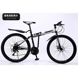 Mountain Bike Double Damping Integrated Wheel Folding Black and white