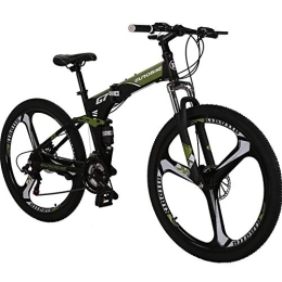 EUROBIKE Folding Bike Mountain Bike，Dual Suspension Folding Mountain Bikes, 21 Speed Foldable Frame, 27.5-inch full suspension Bicycle For Men or Women (K wheel Green)