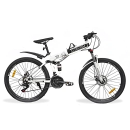 Altruism  Mountain Bike Folding Bicycle 26 Inch Disc Brake Shimano 21 Speed Transmission Full Suspension MTB For Women & Men(White)