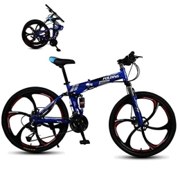 DORALO Bike Mountain Bike Folding Bicycle, Double Shock-Absorbing Off-Road Speed Racing Male And Female Student Bicycle, Variable Speed, 26 Inch 27-Speed, Blue, Blue, 24 inch 27 speed B