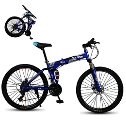 DORALO Folding Bike Mountain Bike Folding Bicycle, Double Shock-Absorbing Off-Road Speed Racing Male And Female Student Bicycle, Variable Speed, 26 Inch 27-Speed, Blue, Blue, 26 inch 24 speed A