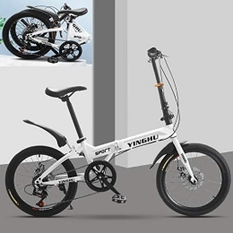 Mountain Bike,Folding Bike,7 Speed Steel Frame 26.5 Inches Spoke Wheels Dual Suspension Folding Bike Mens Ms Bikes Foldable Frame,White