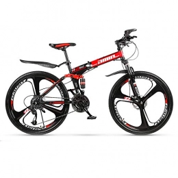 CXSMKP Bike Mountain Bike Folding Bike for Adult Men And Women Teens, 21 Speed 26Inch 3 Spoke High Carbon Steel Frame, Dual Disc Brake Rear Rack, Double Shock Absorption