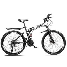  Bike Mountain Bike Folding Bikes, 26Inch 24-Speed Double Disc Brake Full Anti-Slip, Lightweight Aluminum Frame, Fork, White, A